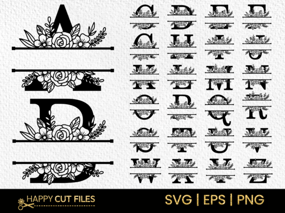 Flower Split Monogram Alphabet a-Z SVG: A Versatile Design Resource for Creative Projects