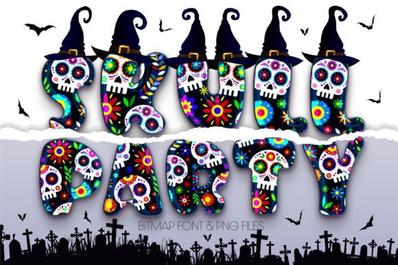 Skull Party: A Playful and Versatile Color Font for Halloween Creations